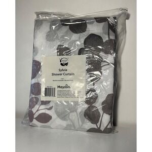 Zenna Home Sylvia Fabric Shower Curtain White Gray PurpleFloral Machine Washable